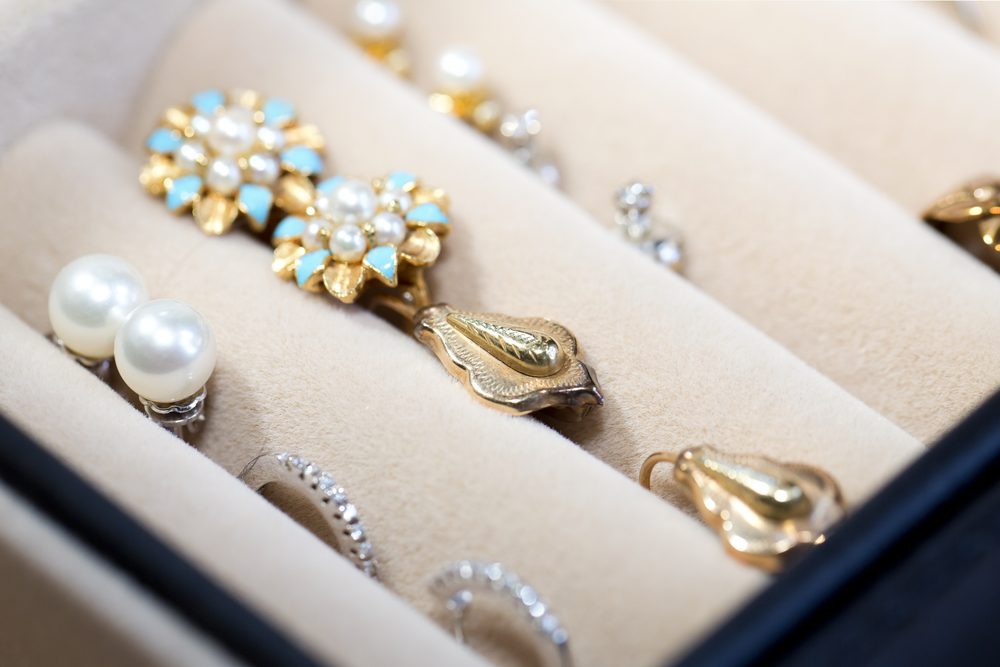 Gold jewelry in jewelry boxes