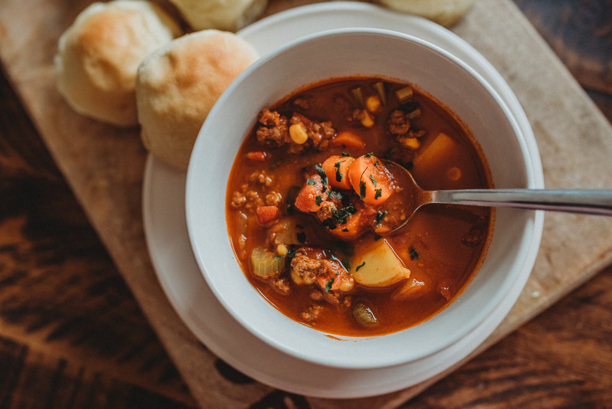 Warm Vegetable Homemade Soup Dinner