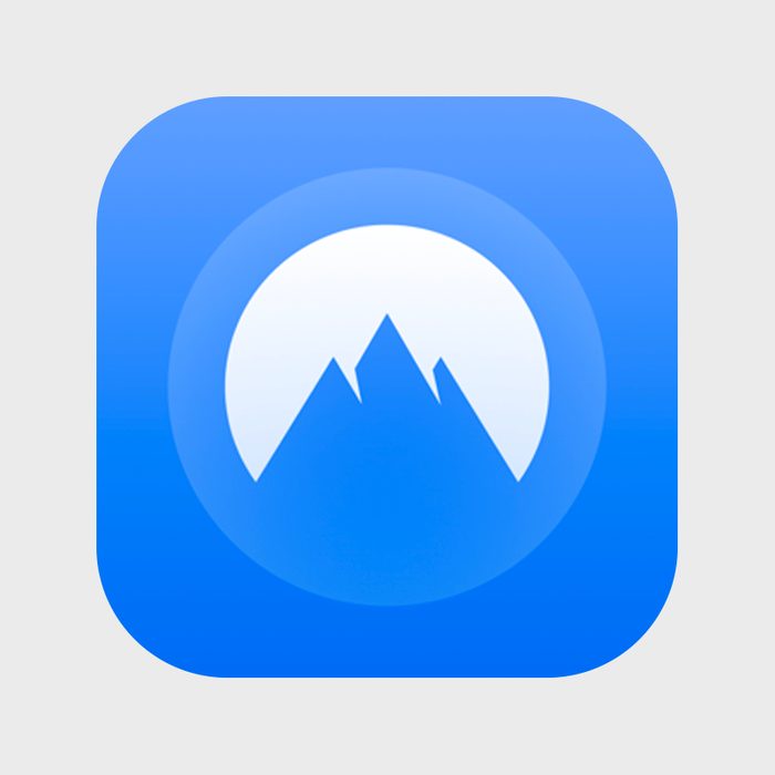 Icon displays white mountain silhouette against a blue background, enclosed in a rounded square, creating a serene and minimalistic design.