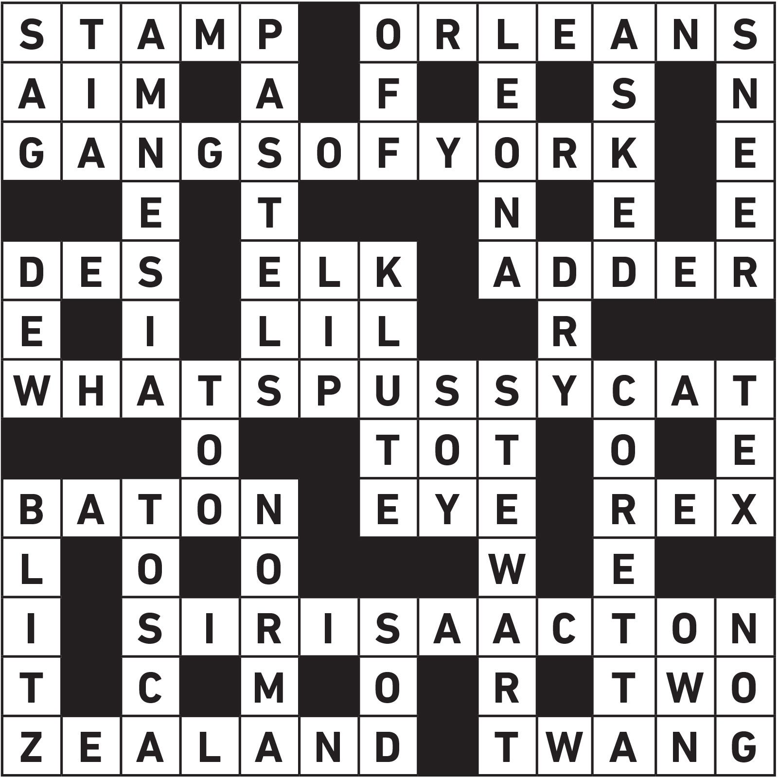 Feb 2021 Printable Crossword Answers