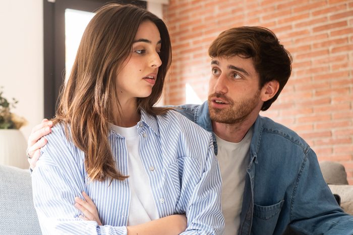 young couple having a conversation