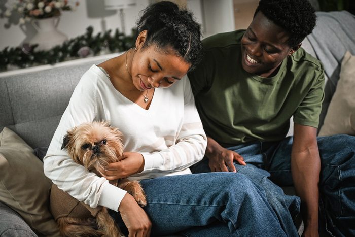 young couple with a dog