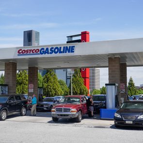 Costco Gas Station with cars at the gas pumps