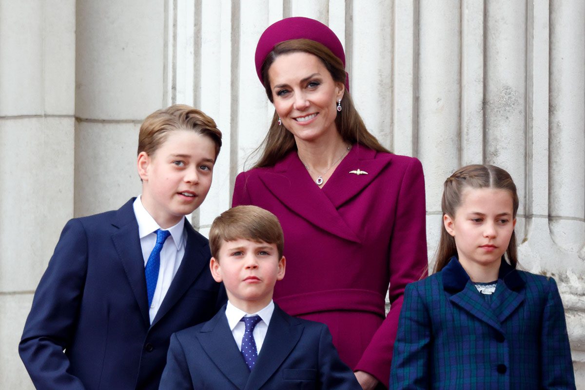 The Royal Family Watch Military Procession To Mark The 80th Anniversary Of VE Day
