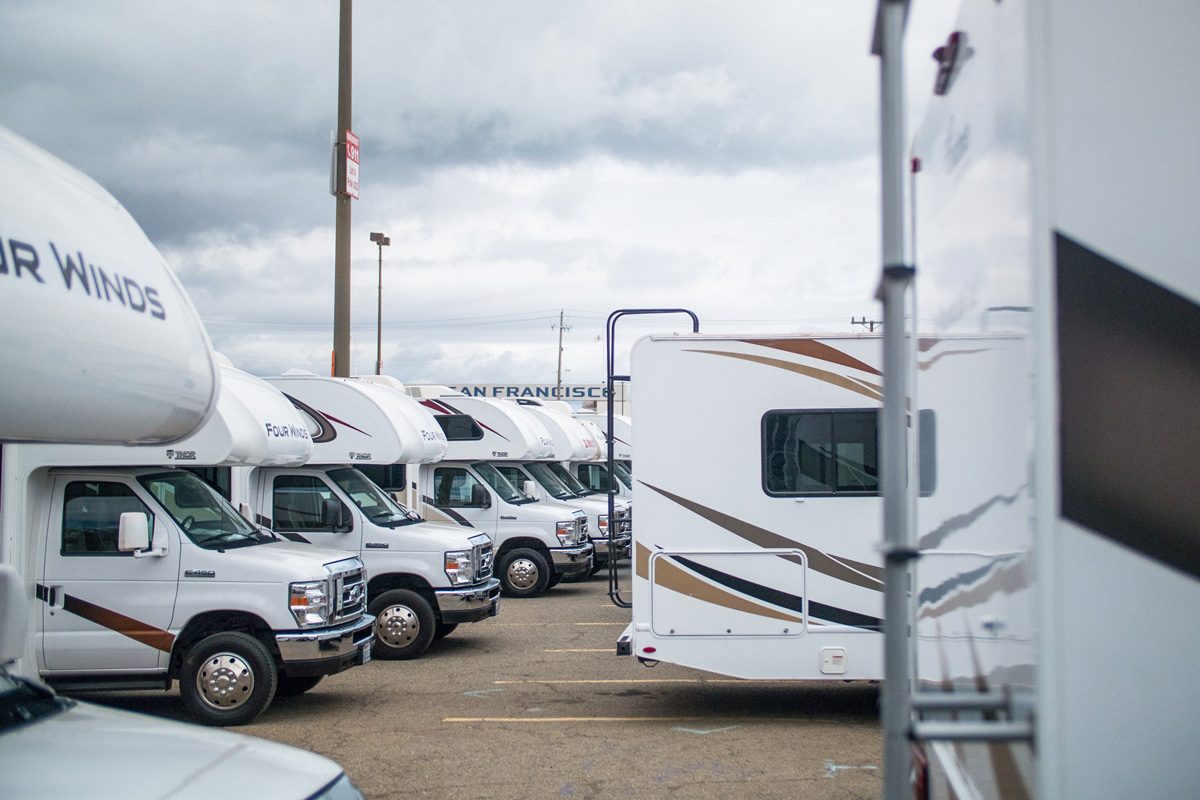 RVs in a parking lot